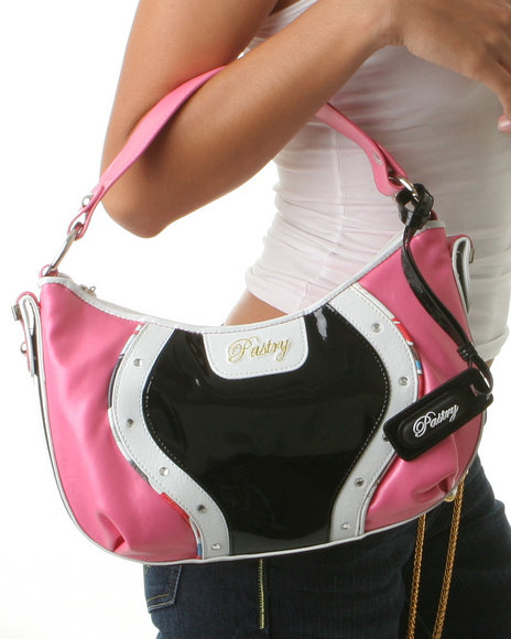 Pastry glam raspberry patent purse in a hobo style
