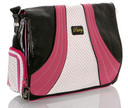 Pastry Handbags: Glam Suede Messenger in Raspberry