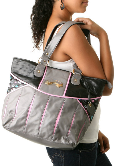 Grey Metallic Kisses Tote by Pastry